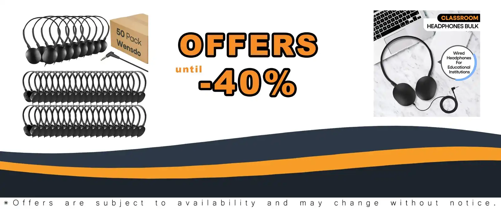 50 pack bulk classroom headphones for students kids school