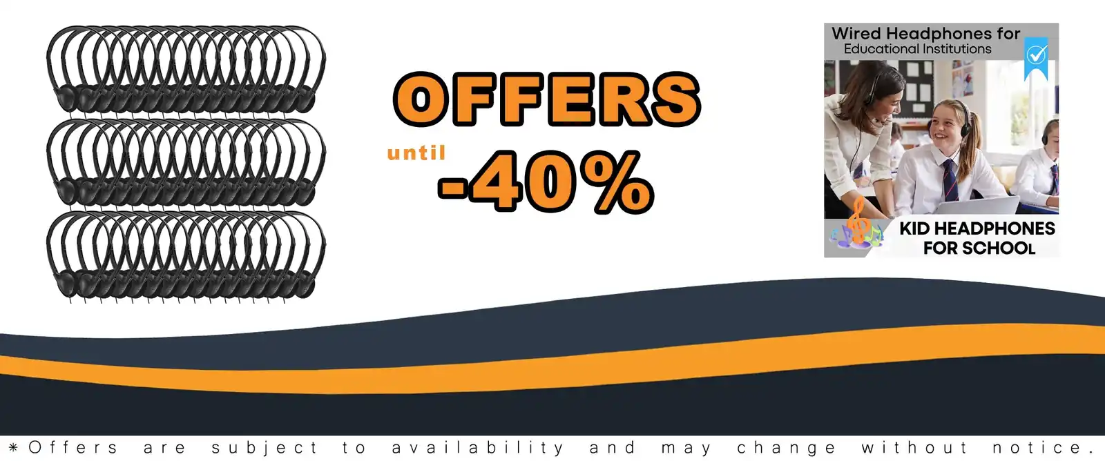 50 pack bulk wired headphones black for kids classrooms