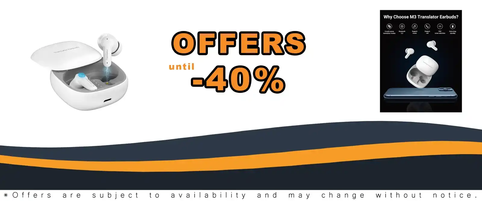 Ai translation earbuds 144 languages real time white