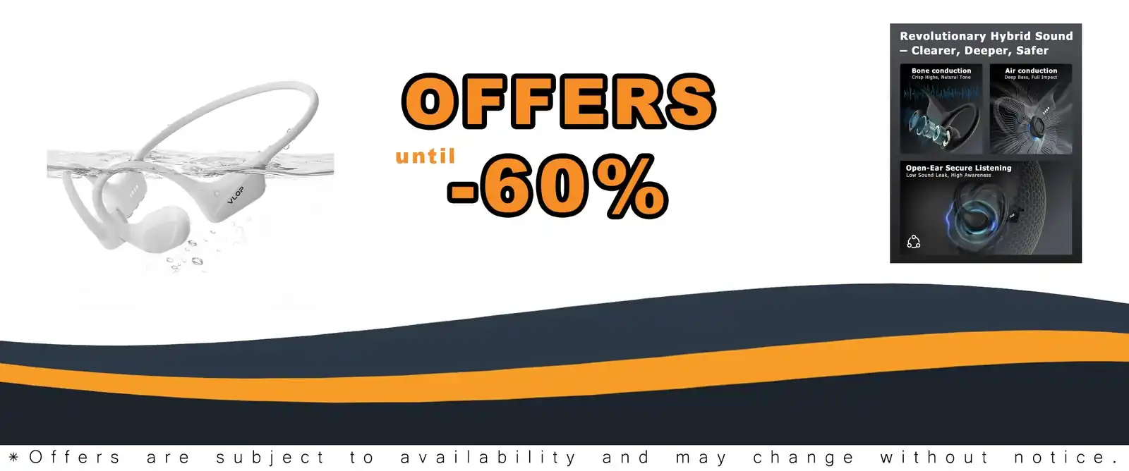 Bone conduction headphones white standard IP68 waterproof