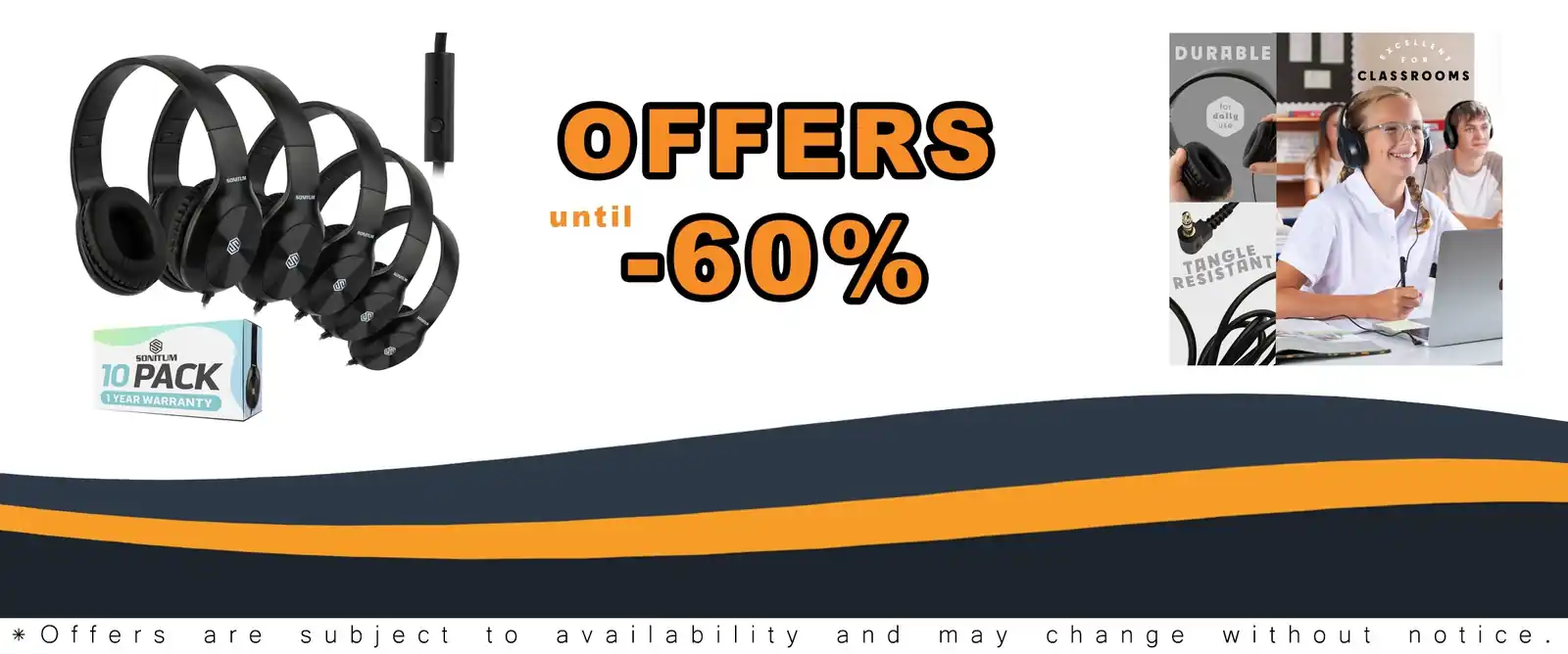 classroom headphones-bulk 10-pack with microphone black