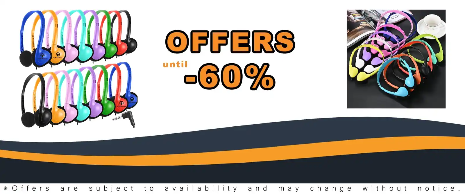 100 pack black CN-Outlet classroom headphones for students and adults