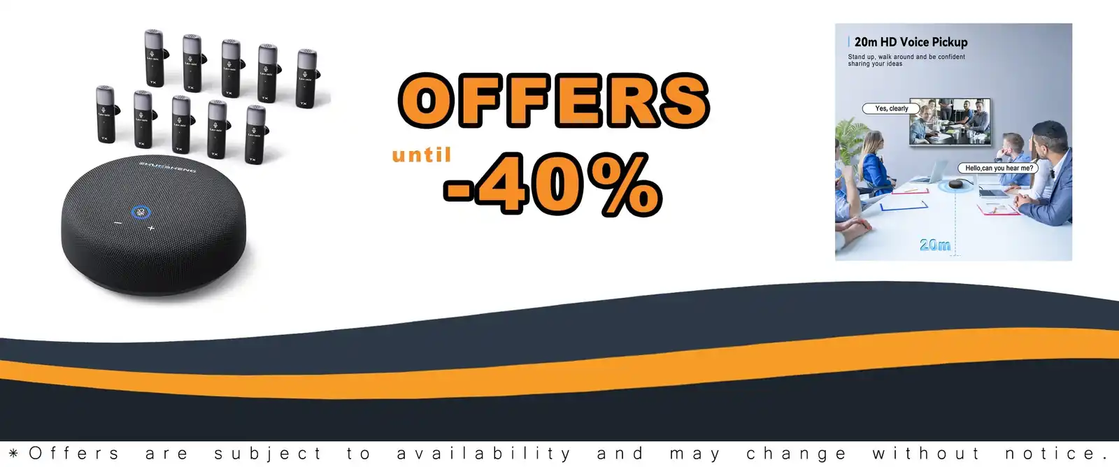 Conference speaker and microphone with 10 AI mics and 360° voice pickup