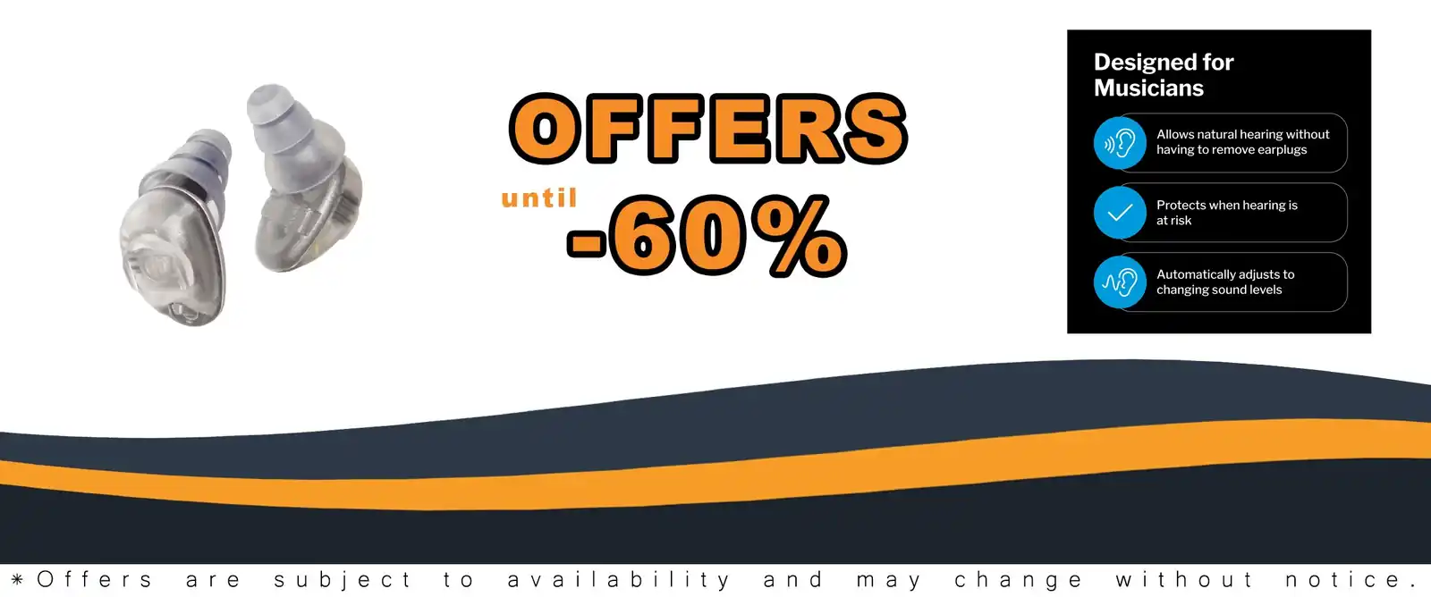 Etymotic MusicPro high-fidelity earplugs with active protection