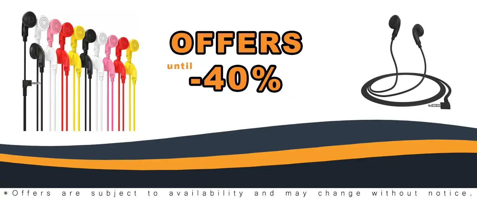 400-pack Maeline bulk earphones 3.5mm plug multi-colored