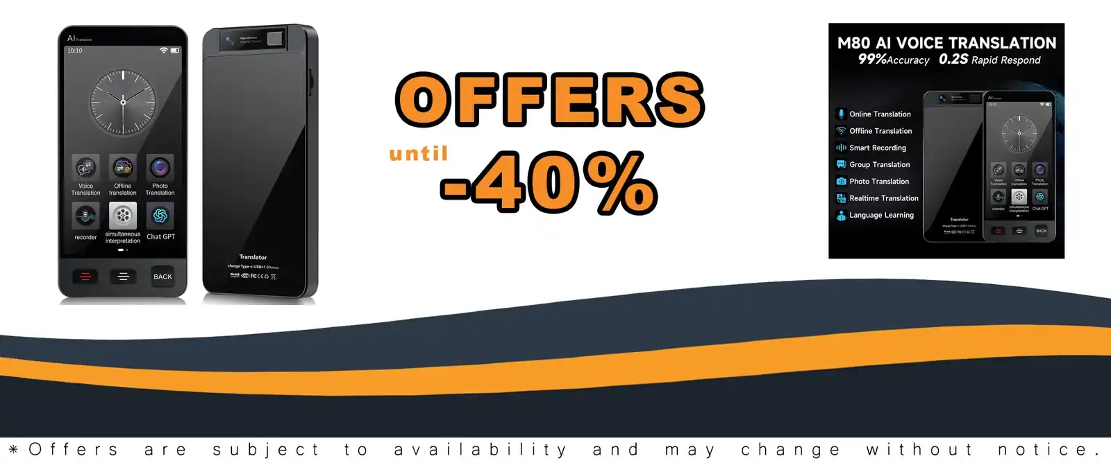 offline language translator device m80 chatgpt voice translation 142 languages