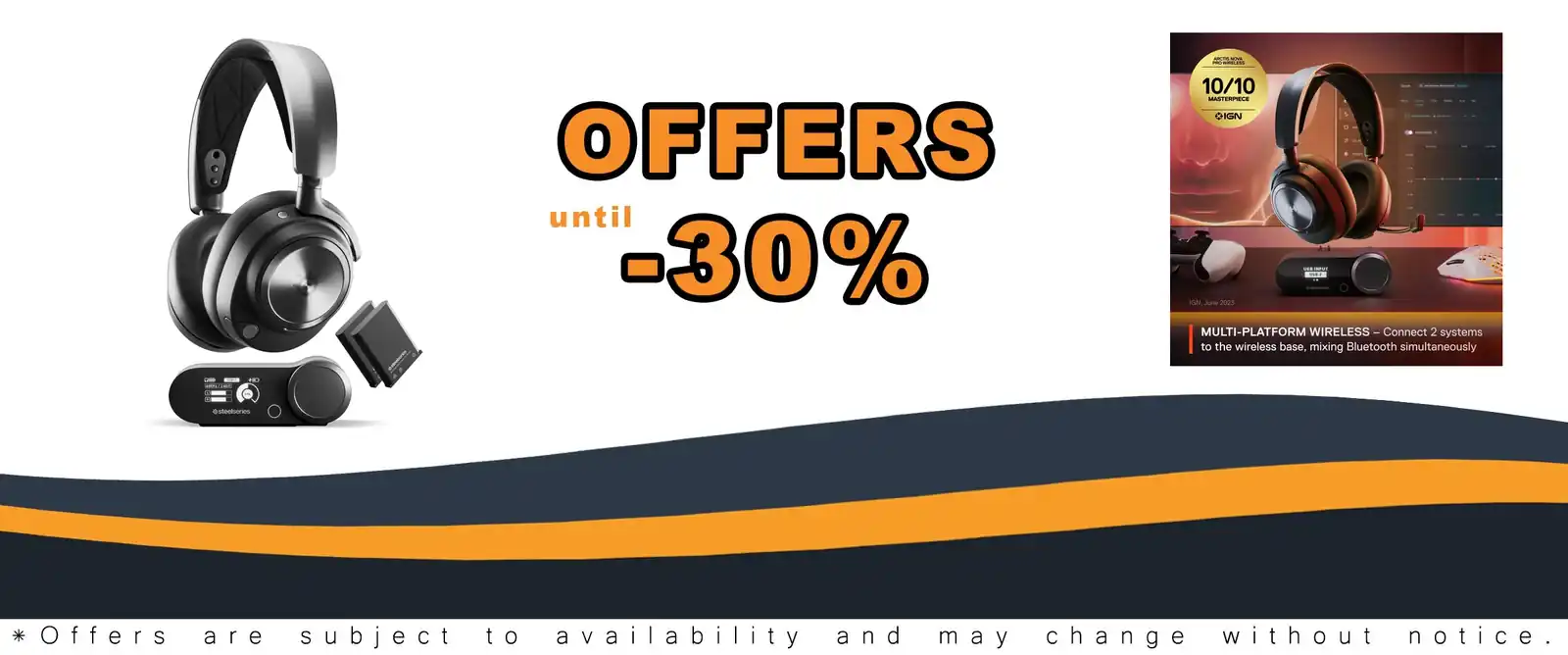 SteelSeries Arctis Nova Pro Wireless Gaming Headset - Hi-Fi Drivers - Active Noise Cancellation