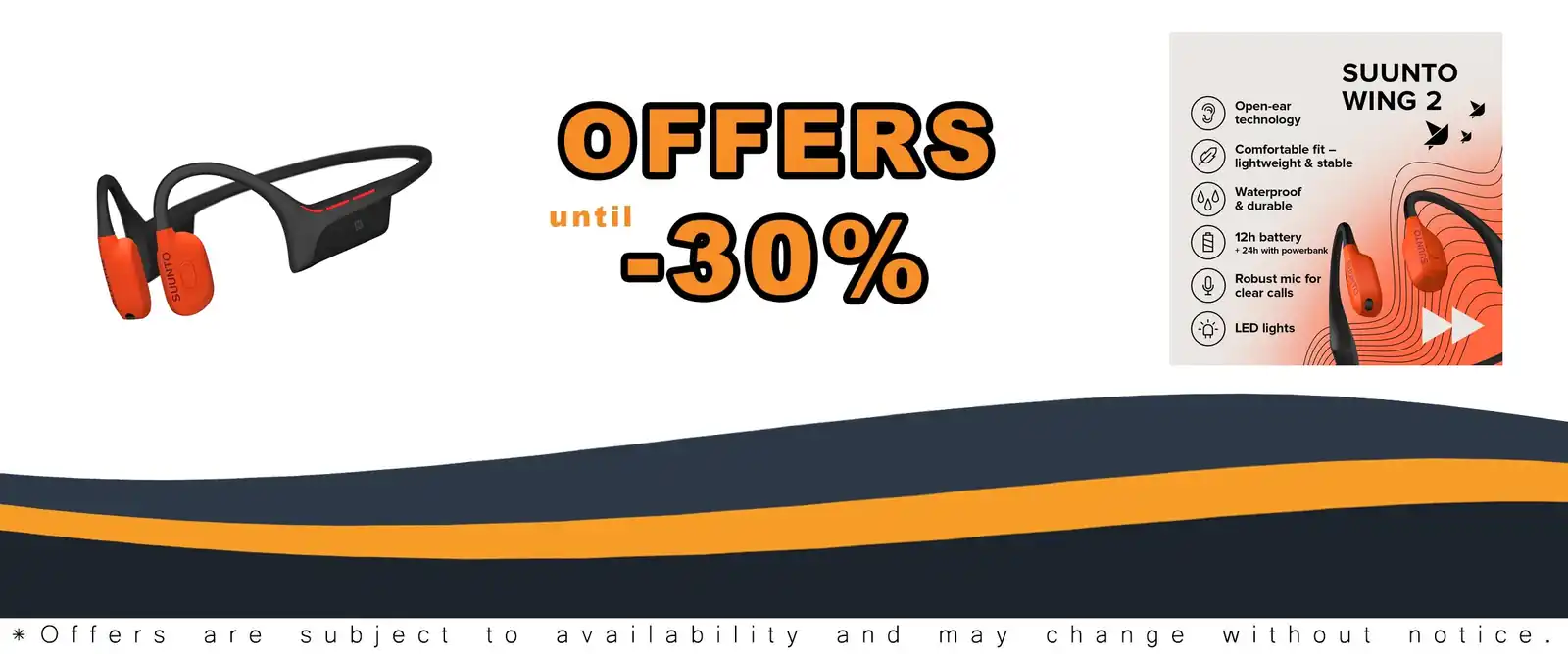 SUUNTO Wing 2 open-ear bone conduction headphones Coral Orange