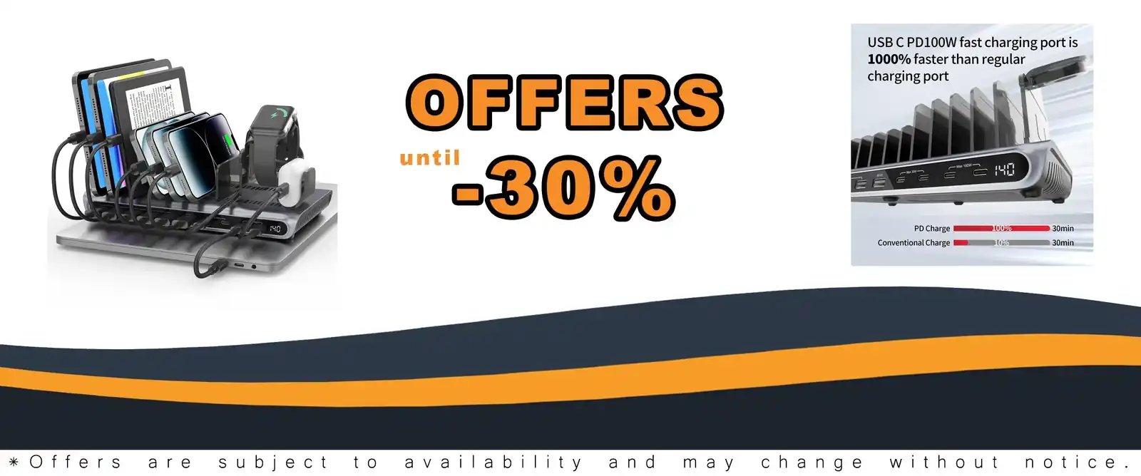 140W USB C fast charging stand digital display laptop iPad iPhone charging dock smartwatch Airpods holder